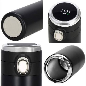 Springos Kubek termiczny 350 ml ze stali nierdzewnej na kawę herbatę, z wyświetlaczem temp. czarny UNIWERSALNY 10