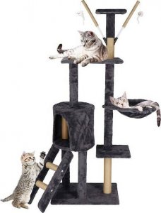 Springos Drapak dla kota sizal 6-poziomowy słupek z domkiem i zabawkami 145 cm UNIWERSALNY 1