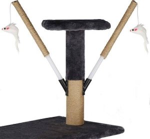 Springos Drapak dla kota 6-poziomowy słupek z domkiem 145 cm grafitowy 2