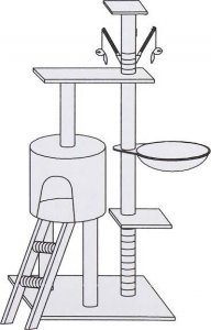 Springos Drapak dla kota 6-poziomowy słupek z domkiem 145 cm grafitowy 5