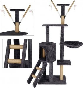Springos Drapak dla kota 6-poziomowy słupek z domkiem 145 cm grafitowy 6