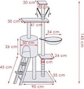 Springos Drapak dla kota 6-poziomowy słupek z domkiem 145 cm grafitowy 7
