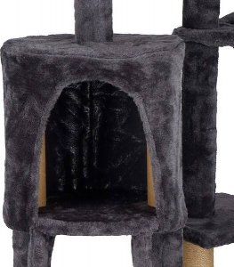 Springos Drapak dla kota 6-poziomowy słupek z domkiem 145 cm grafitowy 9