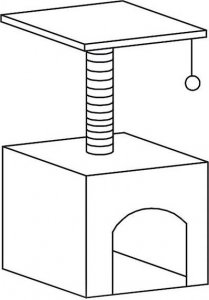 Springos Drapak dla kota sizal 3-poziomowy domek słupek z zabawkami 62 cm UNIWERSALNY 9