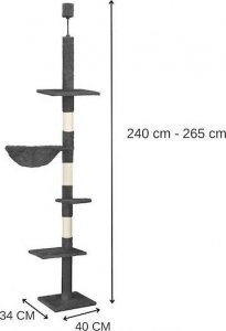 Springos Drapak dla kota sufittowy sizal słupek 245 - 260 cm UNIWERSALNY 7