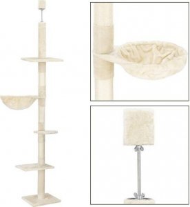 Springos Drapak dla kota sufittowy sizal słupek 245 - 260 cm kremowy UNIWERSALNY 3
