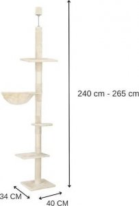 Springos Drapak dla kota sufittowy sizal słupek 245 - 260 cm kremowy UNIWERSALNY 8