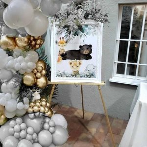 Springos Balony urodzinowe 50 szt. zestaw dekoracje białe, szare, złote, z konfetti UNIWERSALNY 6