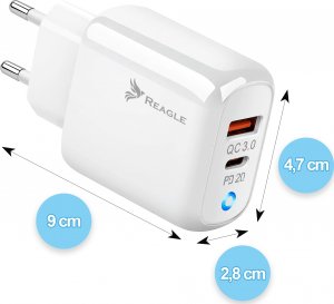 Ładowarka Reagle SZYBKA ŁADOWARKA 20W USB-C QC 3.0 KOSTKA ZASILACZ DO IPHONE 15 PRO GALAXY S 6