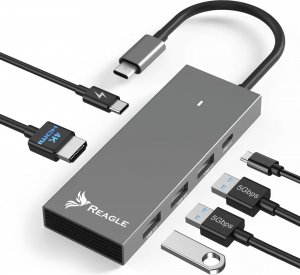 HUB USB Reagle REAGLE HUB USB-C HDMI 4K 60Hz 2K 144Hz 2x USB C PD 100W 3x USB 3.2 M1 M2 1