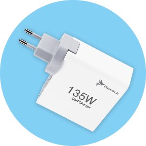 Ładowarka Reagle SZYBKA ŁADOWARKA GaN 135W 3x USB-C + QC 3.0 KOSTKA ZASILACZ DO LAPTOPA MAC 8
