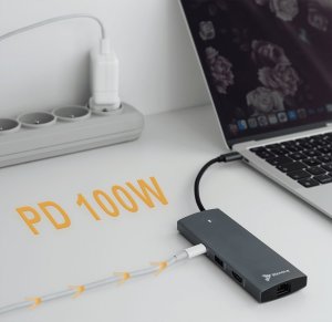 HUB USB Reagle REAGLE HUB USB-C HDMI 4K 60Hz USB C PD 100W USB 3.2 LAN RJ45 CZYTNIK KART 4