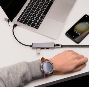 HUB USB Reagle Adapter 2w1 HUB i Karta sieciowa LAN Ethernet USB-C do RJ45 + 3x USB M1 M2 2