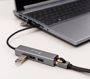 HUB USB Reagle Adapter 2w1 HUB i Karta sieciowa LAN Ethernet USB-C do RJ45 + 3x USB M1 M2 3