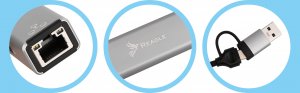 HUB USB Reagle Adapter 2w1 HUB i Karta sieciowa LAN Ethernet USB-C do RJ45 + 3x USB M1 M2 5