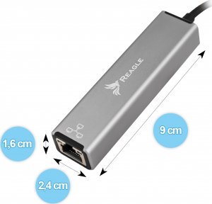 HUB USB Reagle Adapter 2w1 HUB i Karta sieciowa LAN Ethernet USB-C do RJ45 + 3x USB M1 M2 6