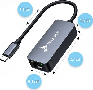 Karta sieciowa Reagle PRZEJŚCIÓWKA USB-C ETHERNET ADAPTER KARTA SIECIOWA LAN RJ45 2,5Gb/s 6