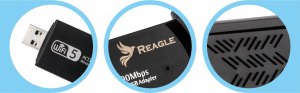 Karta sieciowa Reagle Zewnętrzna Karta Sieciowa WI-FI Adapter USB 3.2 WiFi 1300Mbps 2,4GHz 5GHz 5