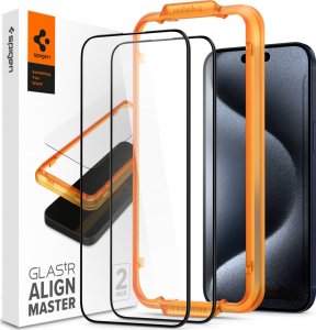 Spigen Szkło do etui Spigen Glas.tR FC AM 2-Pack do iPhone 15 Pro, z czarną ramką 1