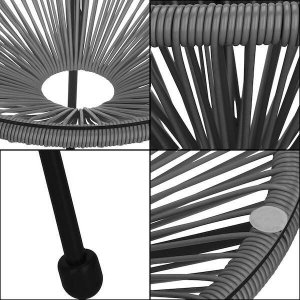 Springos Stół ogrodowy rattanowy ze szklanym blatem 50 cm okrągły stolik na balkon czarno-szary UNIWERSALNY 13