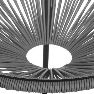 Springos Stół ogrodowy rattanowy ze szklanym blatem 50 cm okrągły stolik na balkon czarno-szary UNIWERSALNY 2