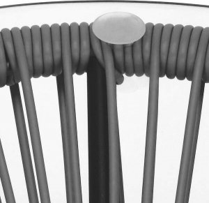 Springos Stół ogrodowy rattanowy ze szklanym blatem 50 cm okrągły stolik na balkon czarno-szary UNIWERSALNY 3