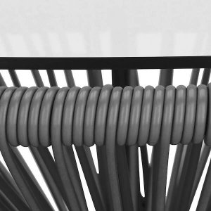 Springos Stół ogrodowy rattanowy ze szklanym blatem 50 cm okrągły stolik na balkon czarno-szary UNIWERSALNY 6