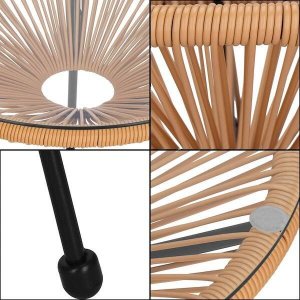 Springos Stół ogrodowy, stolik rattanowy na taras blat szkło hartowane 50 cm okrągły beżowy UNIWERSALNY 13