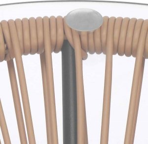 Springos Stół ogrodowy, stolik rattanowy na taras blat szkło hartowane 50 cm okrągły beżowy UNIWERSALNY 3