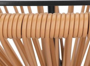 Springos Stół ogrodowy, stolik rattanowy na taras blat szkło hartowane 50 cm okrągły beżowy UNIWERSALNY 6