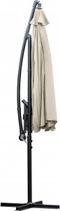 Lehmann PARASOL ogrodowy DUŻY SKŁADANY SOLIDNY z WYSIĘGNIKIEM i FALBANĄ 350cm MOCNY beżowy 2