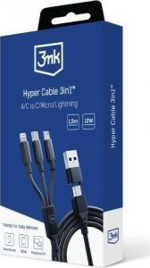 Kabel USB 3MK USB-A + USB-C - USB-C + microUSB + Lightning 1.5 m Czarny (5903108541244) 11