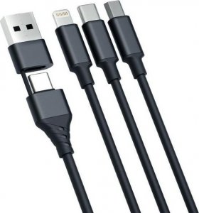 Kabel USB 3MK USB-A + USB-C - USB-C + microUSB + Lightning 1.5 m Czarny (5903108541244) 2