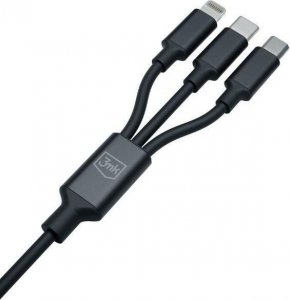 Kabel USB 3MK USB-A + USB-C - USB-C + microUSB + Lightning 1.5 m Czarny (5903108541244) 6