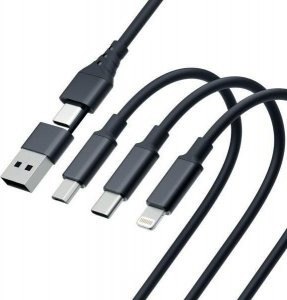 Kabel USB 3MK USB-A + USB-C - USB-C + microUSB + Lightning 1.5 m Czarny (5903108541244) 7