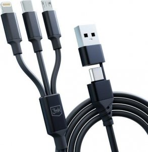 Kabel USB 3MK USB-A + USB-C - USB-C + microUSB + Lightning 1.5 m Czarny (5903108541244) 9