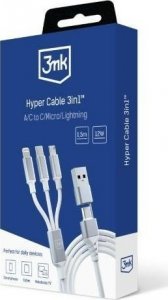 Kabel USB 3MK USB-A + USB-C - USB-C + microUSB + Lightning 1.5 m Biały (5903108541237) 11