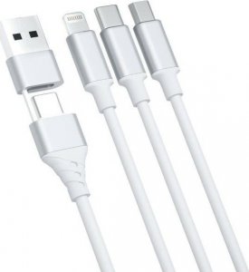 Kabel USB 3MK USB-A + USB-C - USB-C + microUSB + Lightning 1.5 m Biały (5903108541237) 2