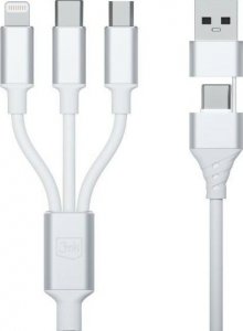 Kabel USB 3MK USB-A + USB-C - USB-C + microUSB + Lightning 1.5 m Biały (5903108541237) 3