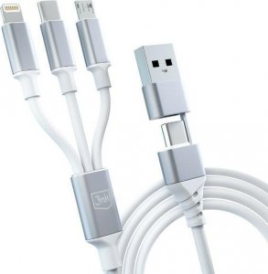 Kabel USB 3MK USB-A + USB-C - USB-C + microUSB + Lightning 1.5 m Biały (5903108541237) 9