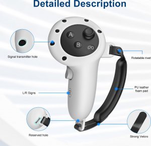 Vortex Virtual Reality Silikonowe pokrowce na kontrolery+uchwyt do Meta Quest 3 | Szary 3