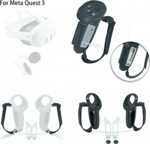 Vortex Virtual Reality Silikonowy pokrowiec na kontrolery z otworem na baterię Czarny | do Meta Quest 3 3