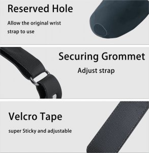 Vortex Virtual Reality Silikonowy pokrowiec na kontrolery z otworem na baterię Czarny | do Meta Quest 3 5