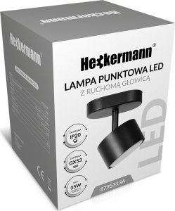 Lampa sufitowa Heckermann Zestaw Lampa punktowa LED 8795313A Czarna 1x głowica + 1x Żarówka LED GX53 7W Neutral 7