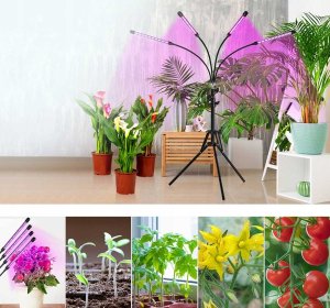 Heckermann Lampa LED do wzrostu roślin 78LED 4 głowice + tripod 3