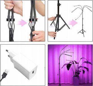 Heckermann Lampa LED do wzrostu roślin 78LED 4 głowice + tripod 7
