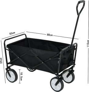 Fancy Garden Wózek turystyczny transportowy TYRS kempingowy składany 145L Czarny 3
