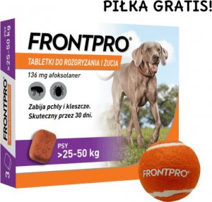 Frontline Frontpro tabletki na pchły i kleszcze XL 136mg 25-50kg x 3tabl + Piłka GRATIS! 1