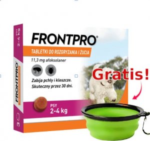 TRITON Frontpro tabletki na pchły i kleszcze S 11,3mg 2-4kg x 3tabl + Silikonowa miska GRATIS! 1