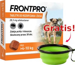 TRITON Frontpro tabletki na pchły i kleszcze M 28,3mg 4-10kg x 3tabl + Silikonowa miska GRATIS! 1